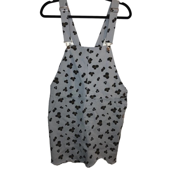 Boutique Pants - Entro Overalls dress Light grey Blue Leopard Spots with skirt bottom Size Medium